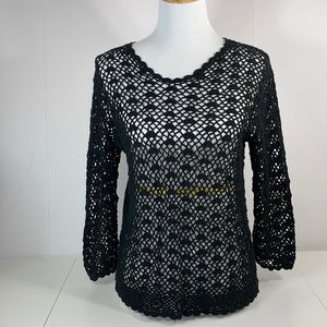Gothic, Bohemian black Crochet Sweater , Small